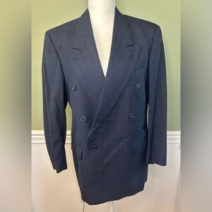 Yves Saint Laurent Navy Blue Double-Breasted Suit